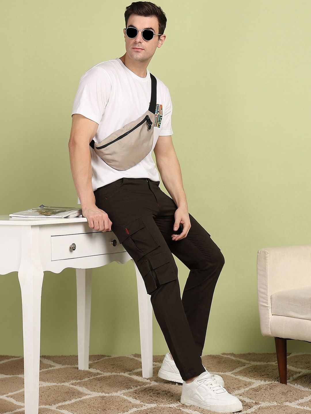 XENOR Men Slim Fit Cargos Trousers-image-37