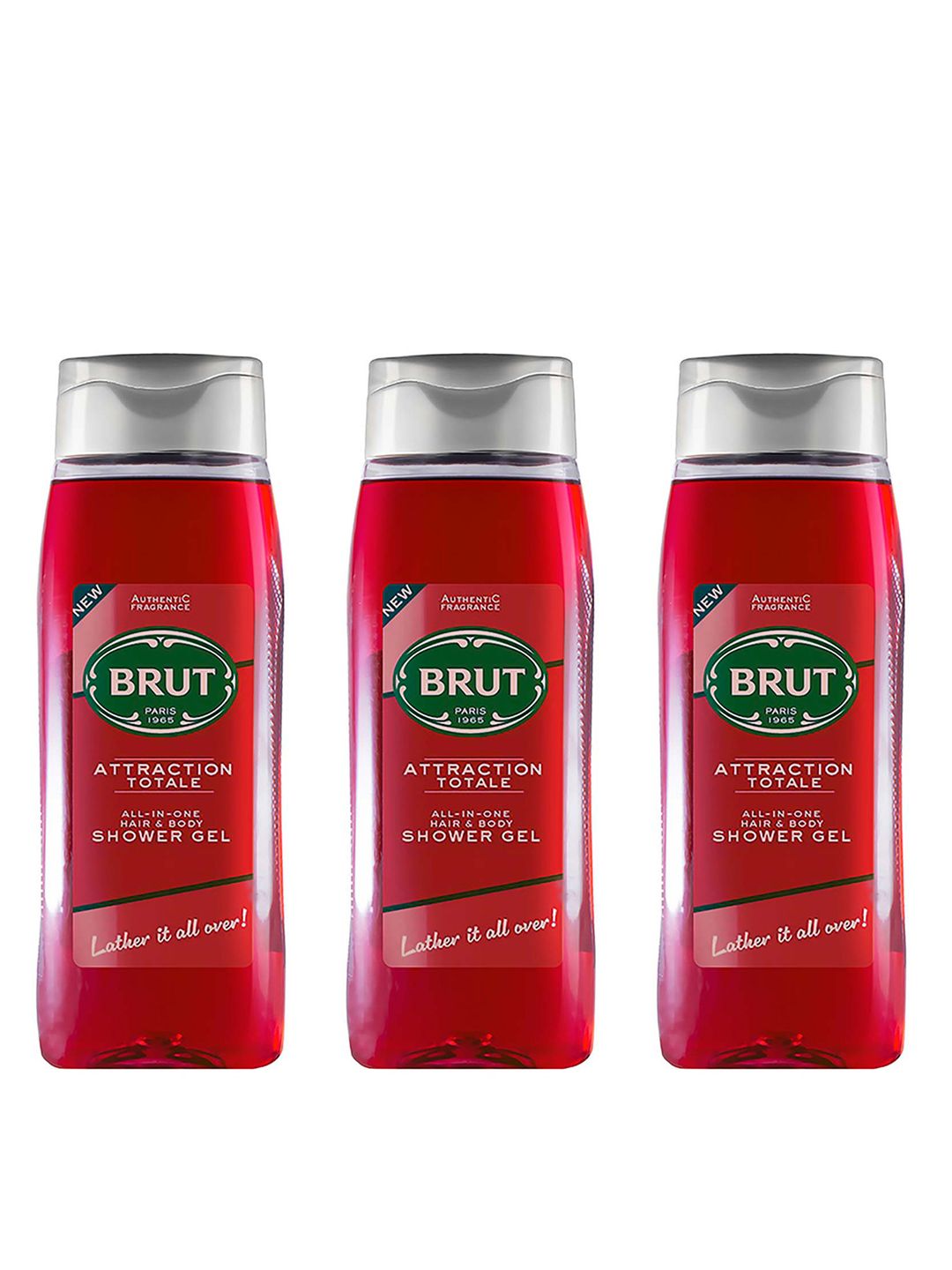 BRUT Men Set of 3 Attraction Total All-In-One Hair & Body Shower Gel- 500ml each-image-21