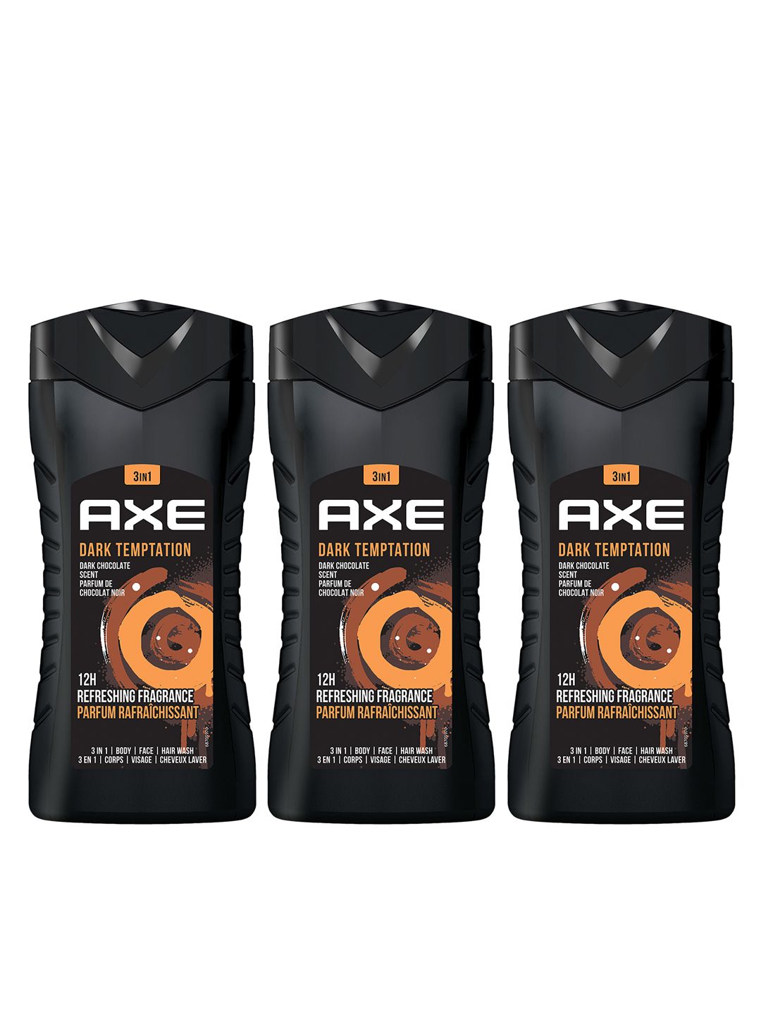 AXE Men Set of 3 Dark Temptation 3-In-1 Face Hair & Body Wash with Fragrance - 250 ml each-image-27