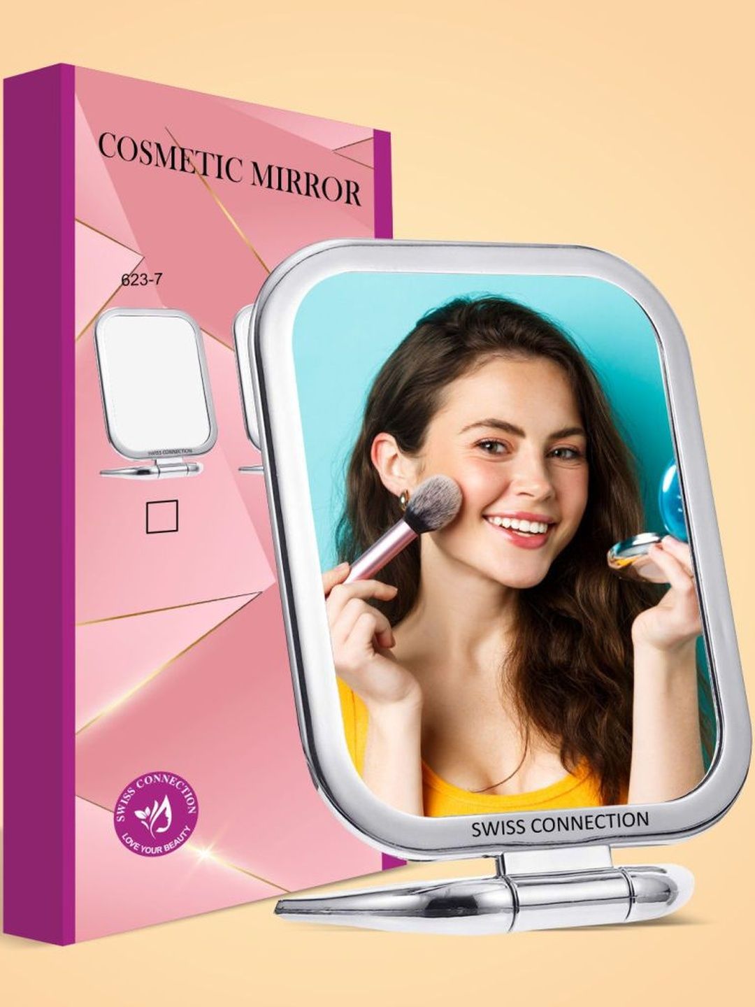 Swiss Connection Grey Square Glass Table Top Mirror