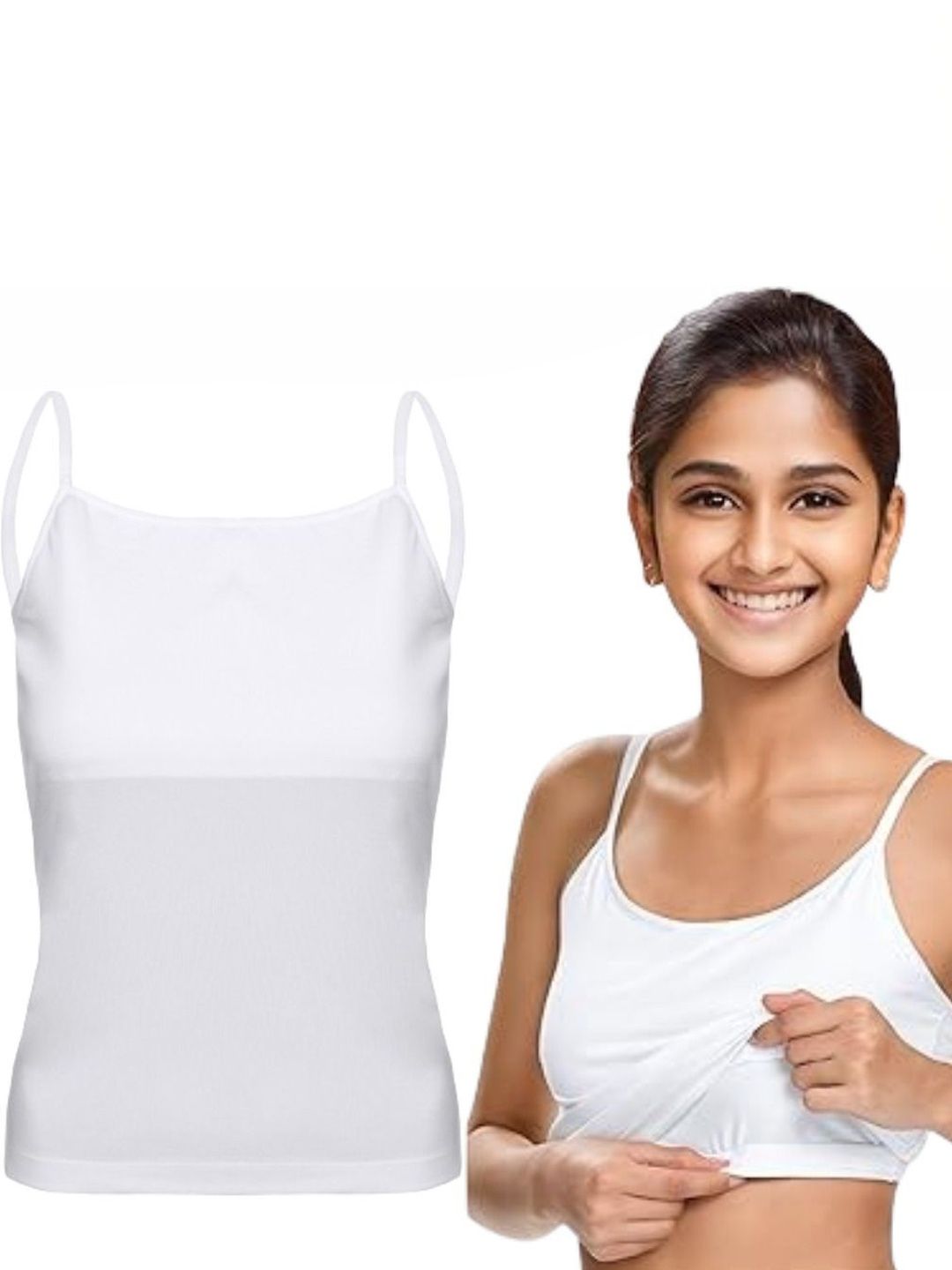 kikwit White Solid Lightly Padded Camisoles-picture-38