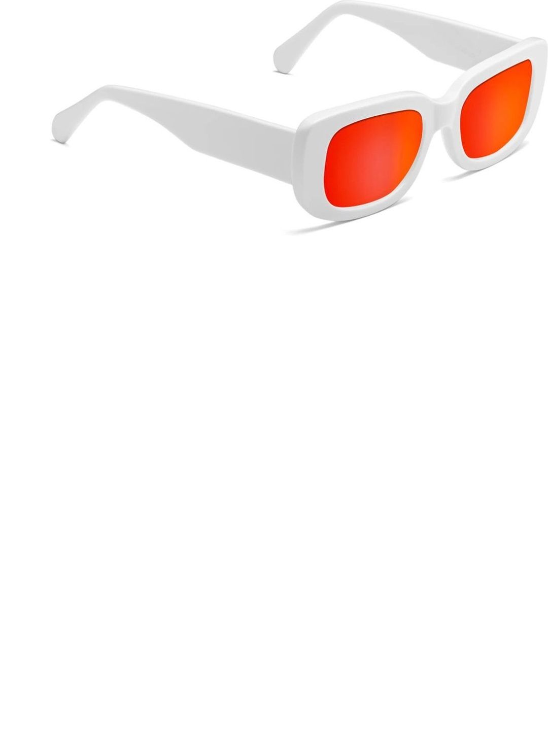 Elligator Men Red Lens & White Rectangle Sunglasses with-picture-29
