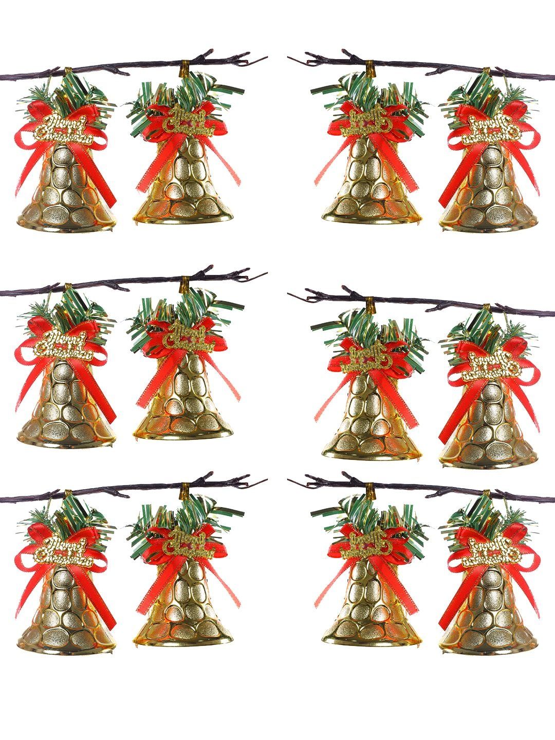 Myntra Elegant Homes Set Of 12 Orange-Color &Green Christmas Christmas Bells Festive Decor-picture-19