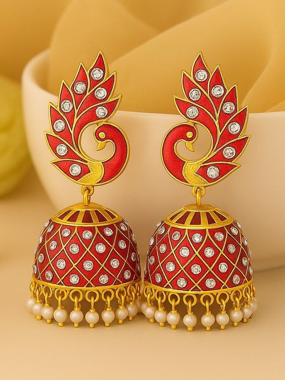 Lovansh Peacock Shaped Jhumkas Earrings-picture-22