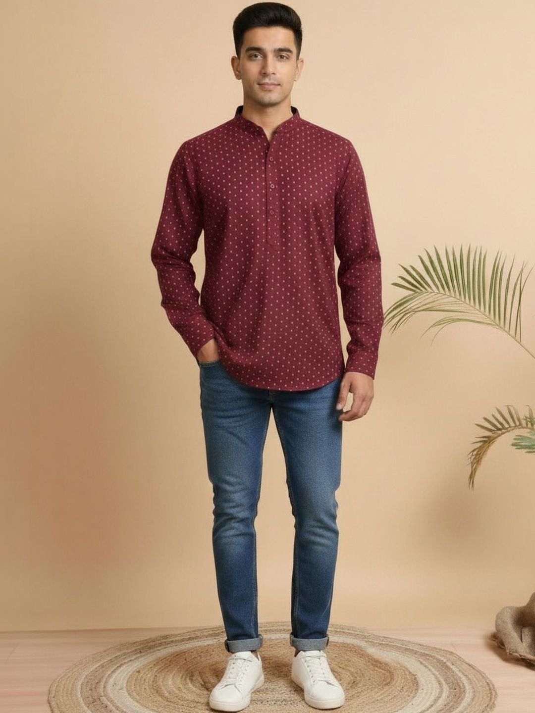 TATTVA Men Geometric Printed Khadi Kurta-picture-22