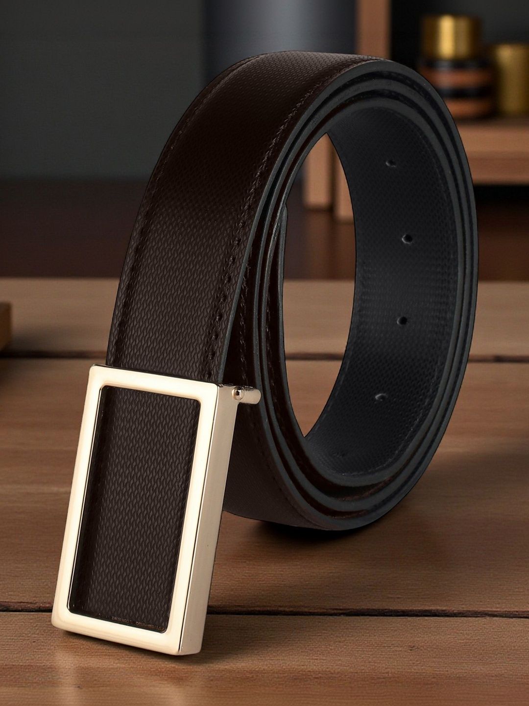 glitchez Men Textured PU Formal Belt-picture-14