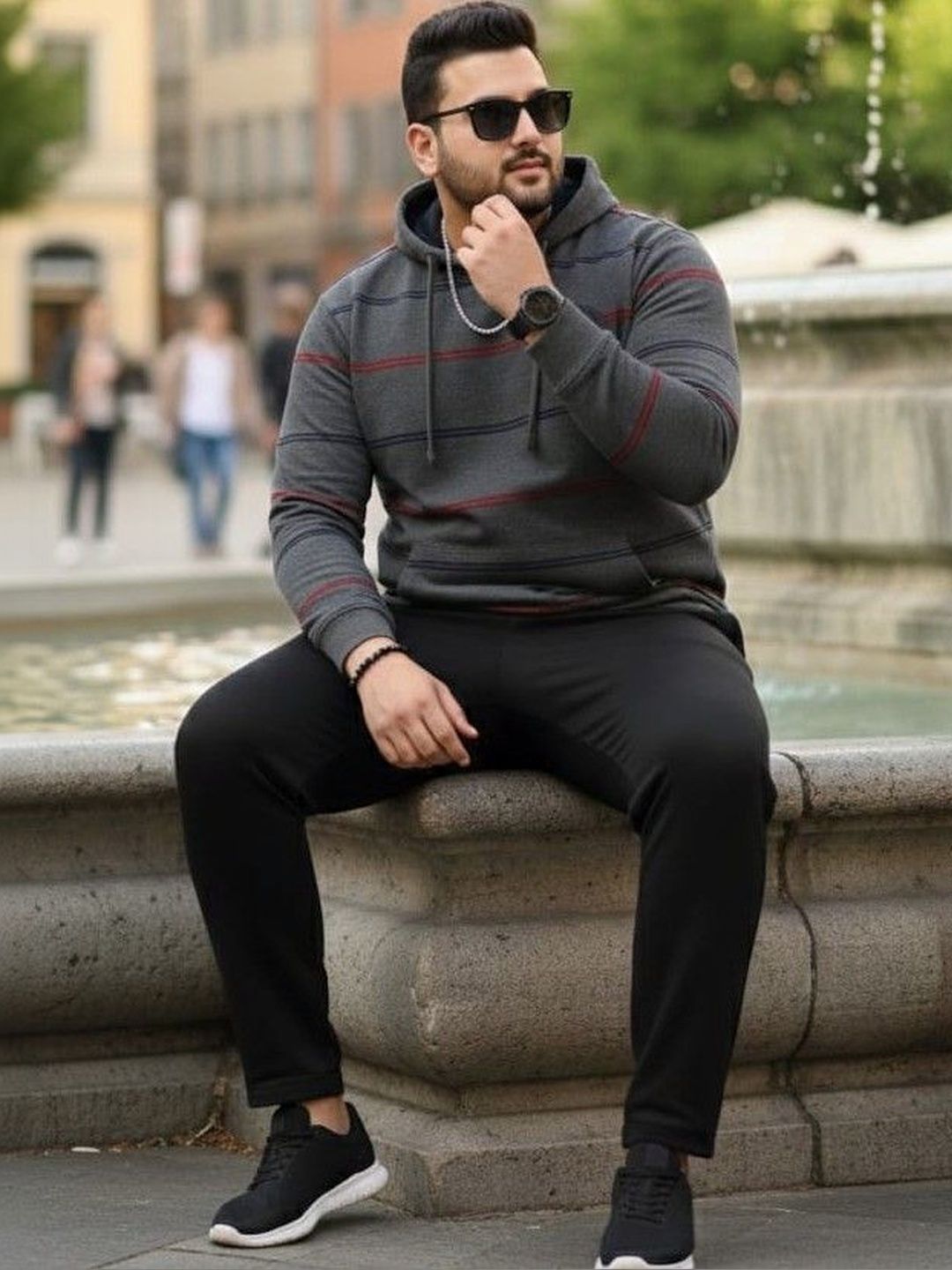 AUSTIVO Men Striped Hooded Neck Long Sleeves Tracksuits-picture-10