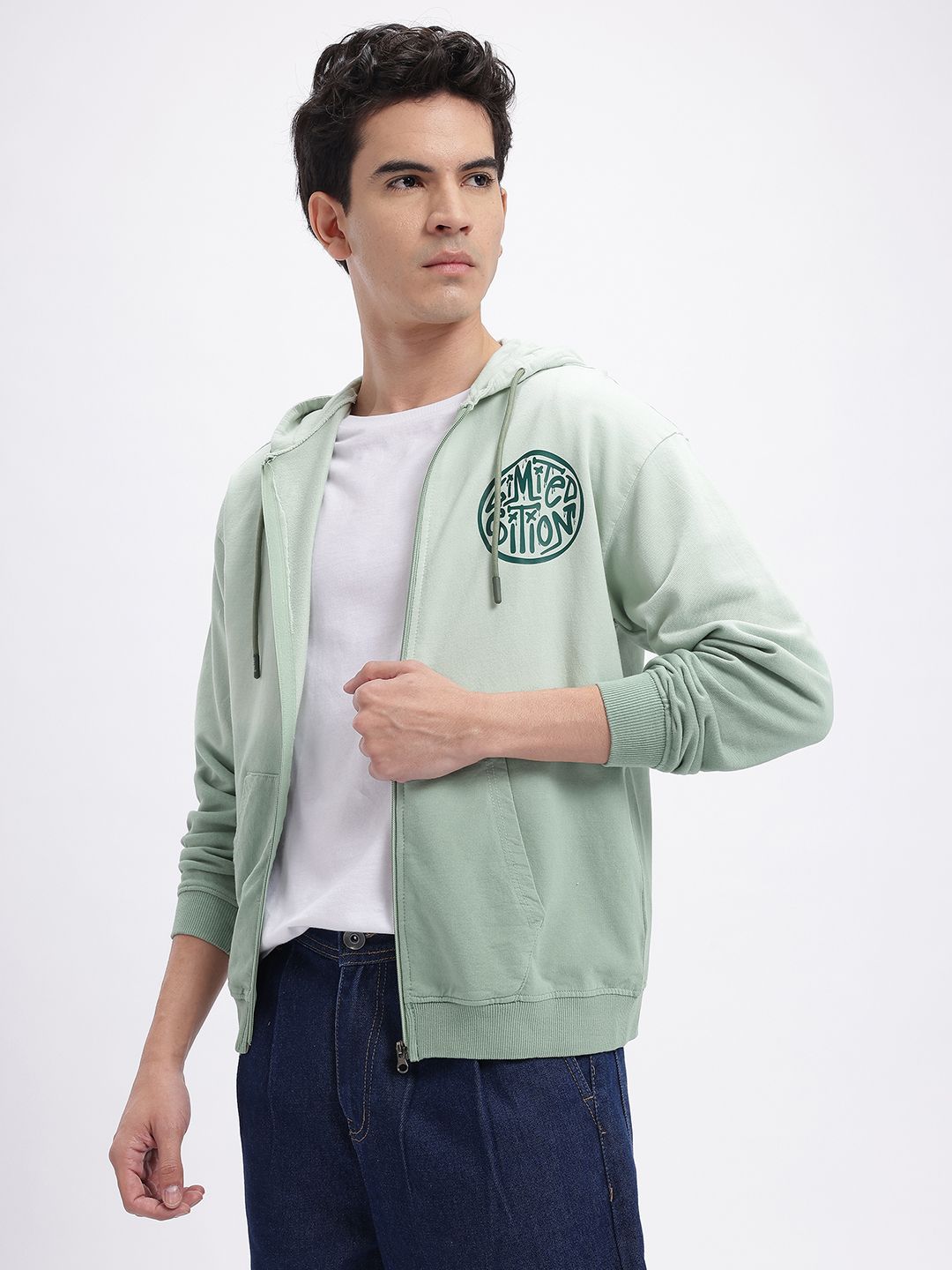 glitchez Typography Detail Ombre Hooded Terry Oversized Pure Cotton Front-Open Sweatshirt-image-37