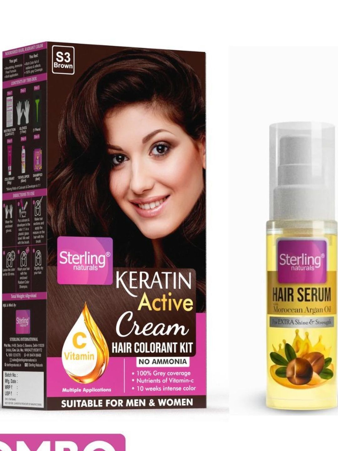 Sterling Naturals Set Of 2 Brown Hair Colour - 60 g + 66 ml & Frizz Control Serum - 30 ml-picture-11