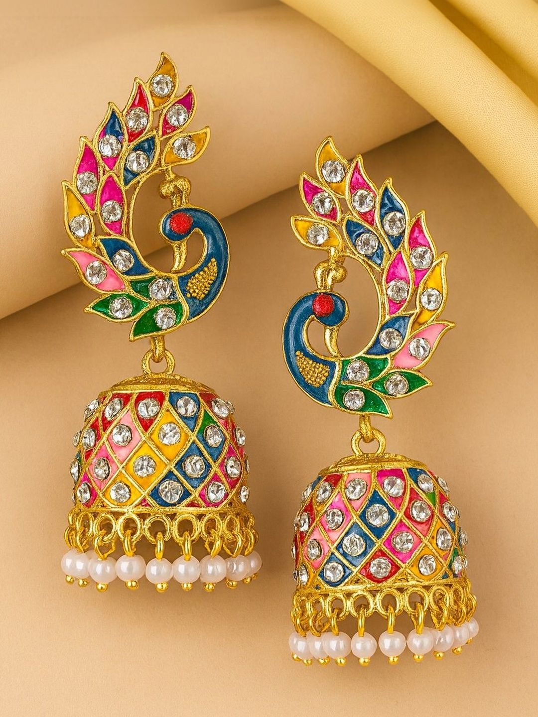 Lovansh Peacock Shaped Jhumkas Earrings-picture-57