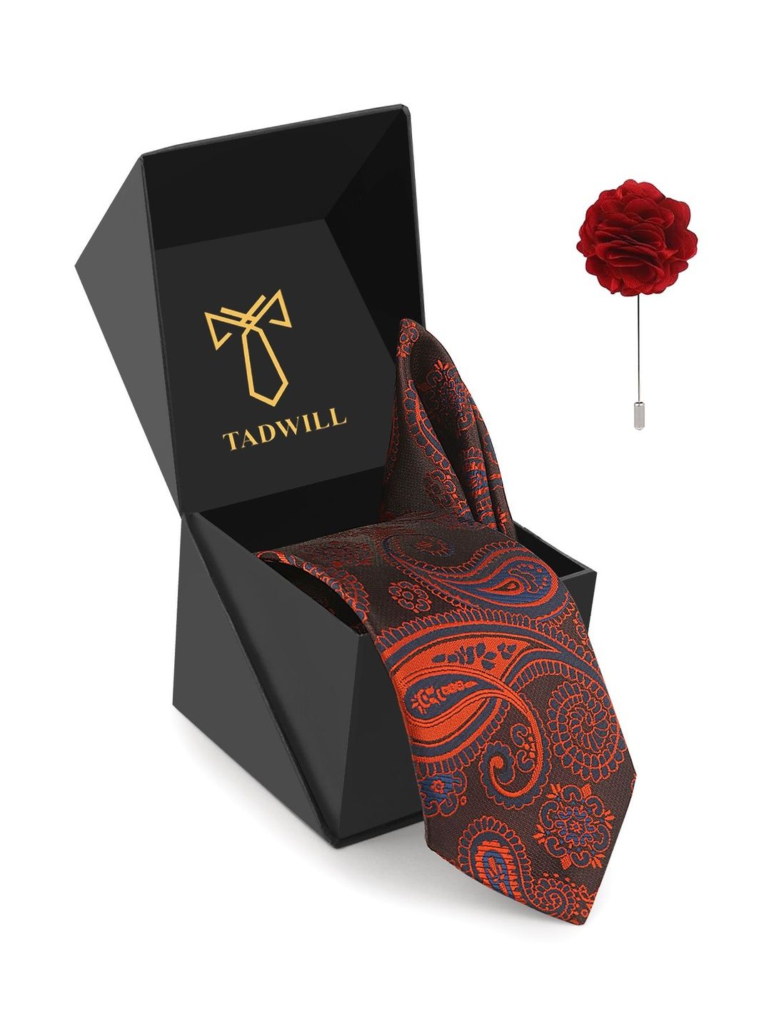 TADWILL Men Accessory Gift Set Of Tie With Lapel Pin & Pocket Square-picture-29