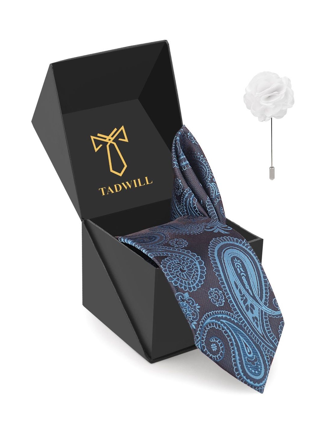 TADWILL Men Accessory Gift Set Of Tie With Lapel Pin & Pocket Square-picture-50