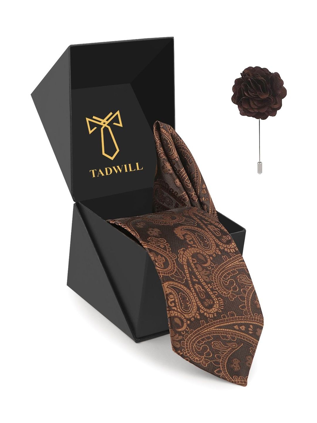 TADWILL Men Accessory Gift Set Of Tie With Lapel Pin & Pocket Square-picture-48