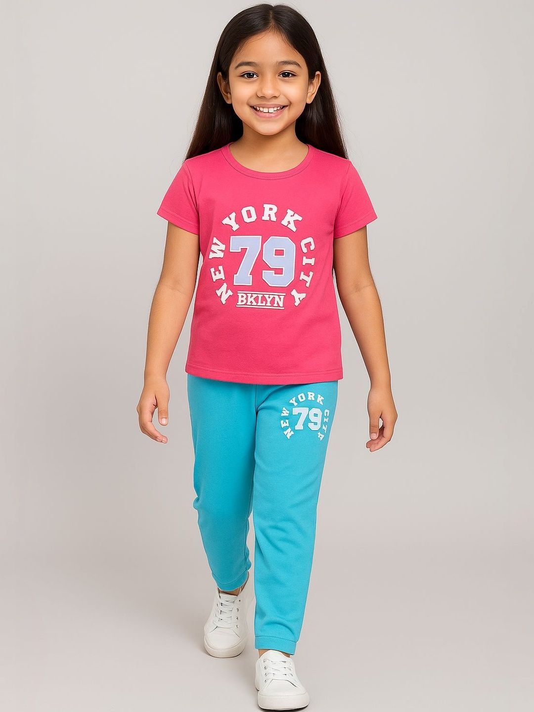 CHILINS Girls Printed T-shirt with Pyjamas-picture-52