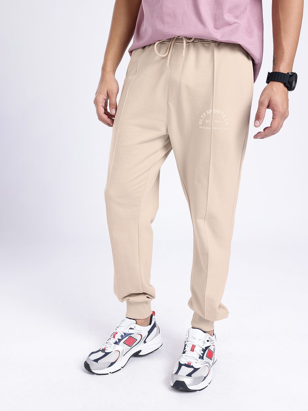 glitchez Men Typography Printed Joggers Track Pants-image-22