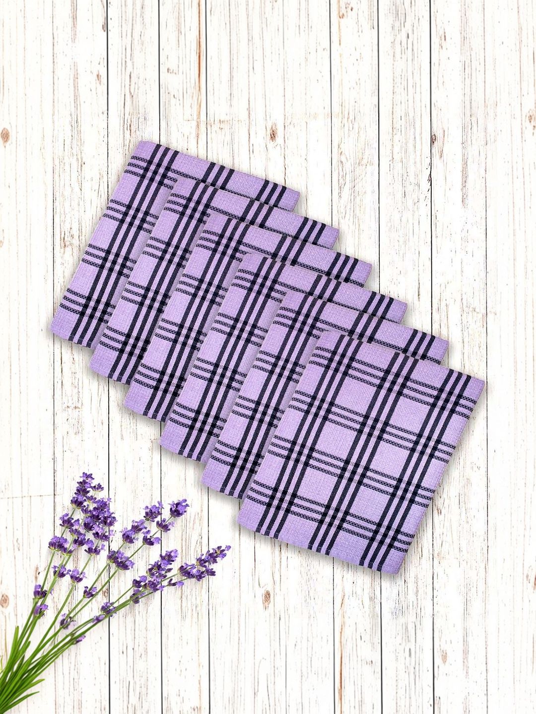 Myntra Elegant Homes Lavender & Black Striped Cotton 210 GSM Towel Set-image-15