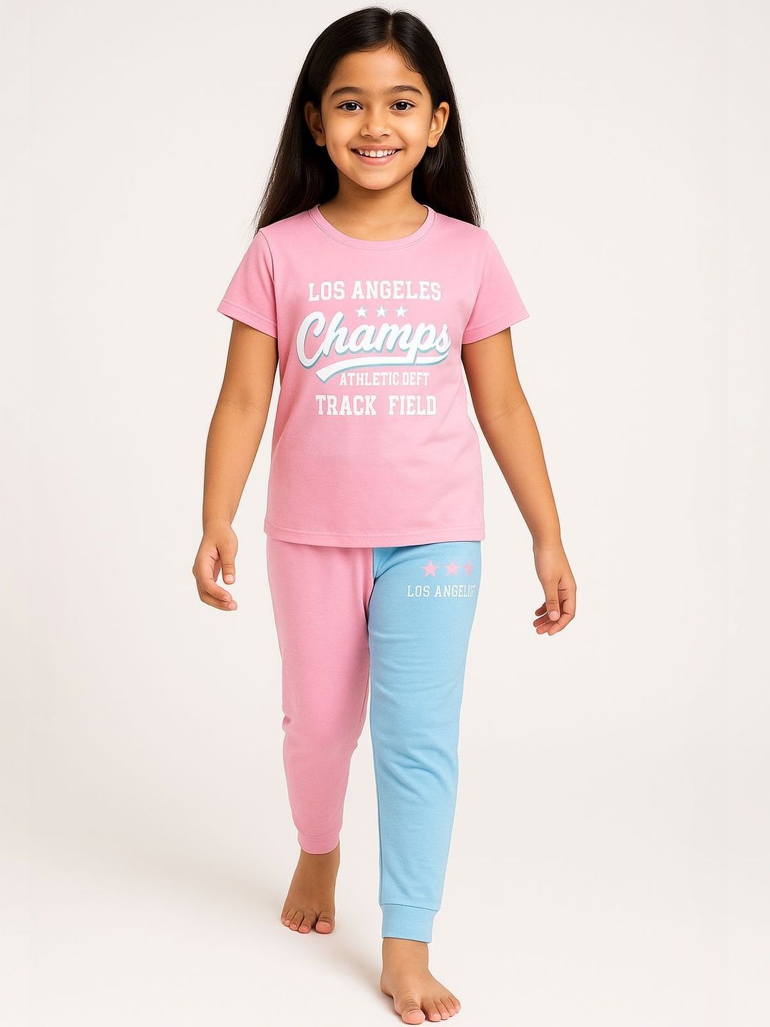 CHILINS Girls Printed T-shirt with Pyjamas-picture-44