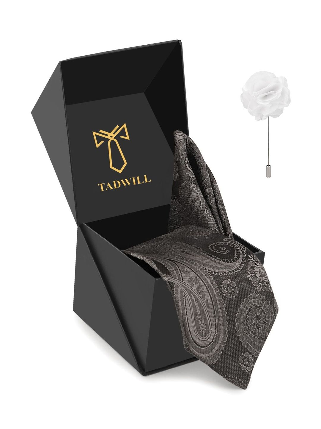 TADWILL Men Accessory Gift Set Of Tie With Lapel Pin & Pocket Square-picture-25