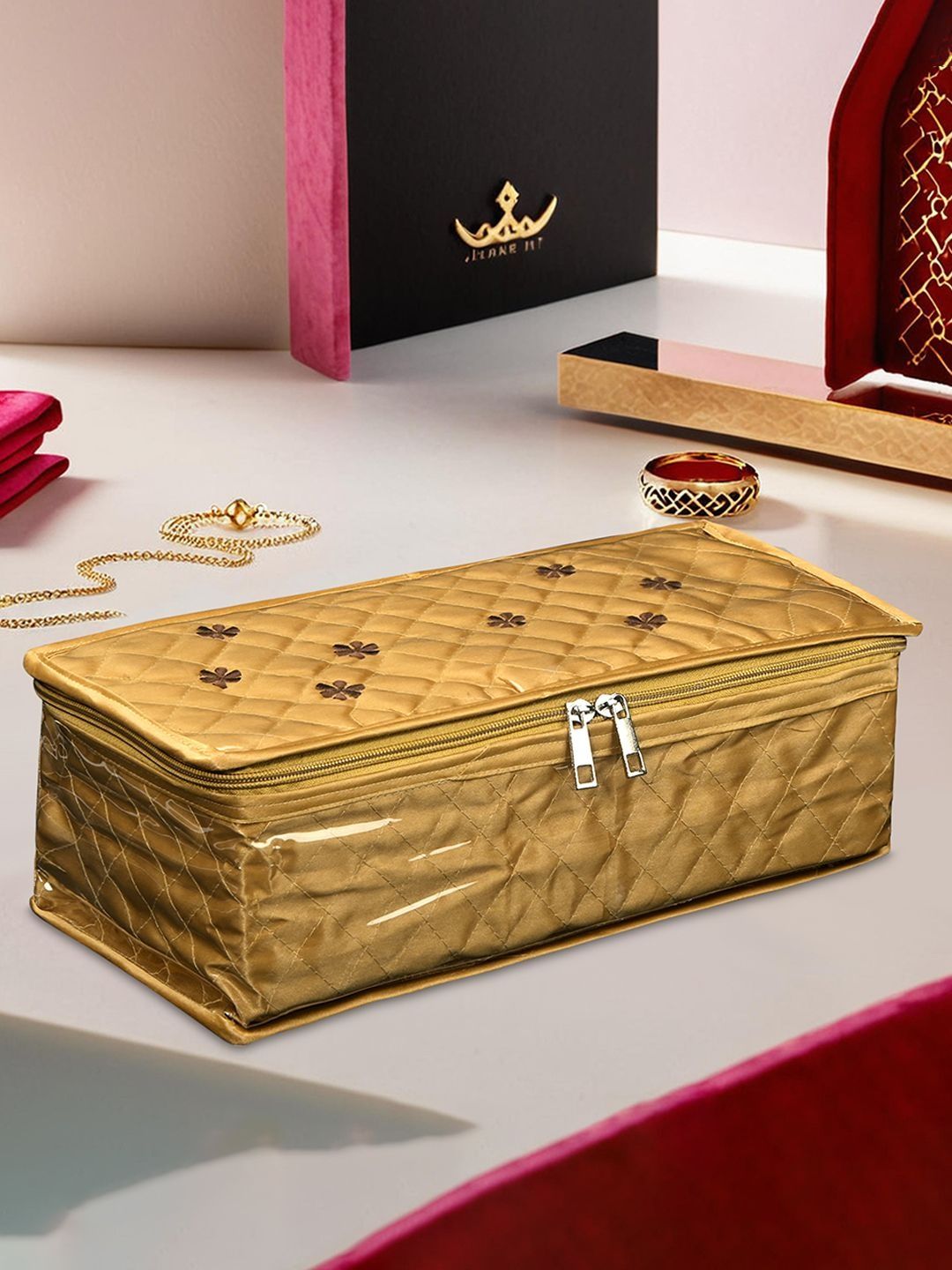 Aura Gold-Toned Set of 1 Regular Jewellery Organiser Organisers-picture-12