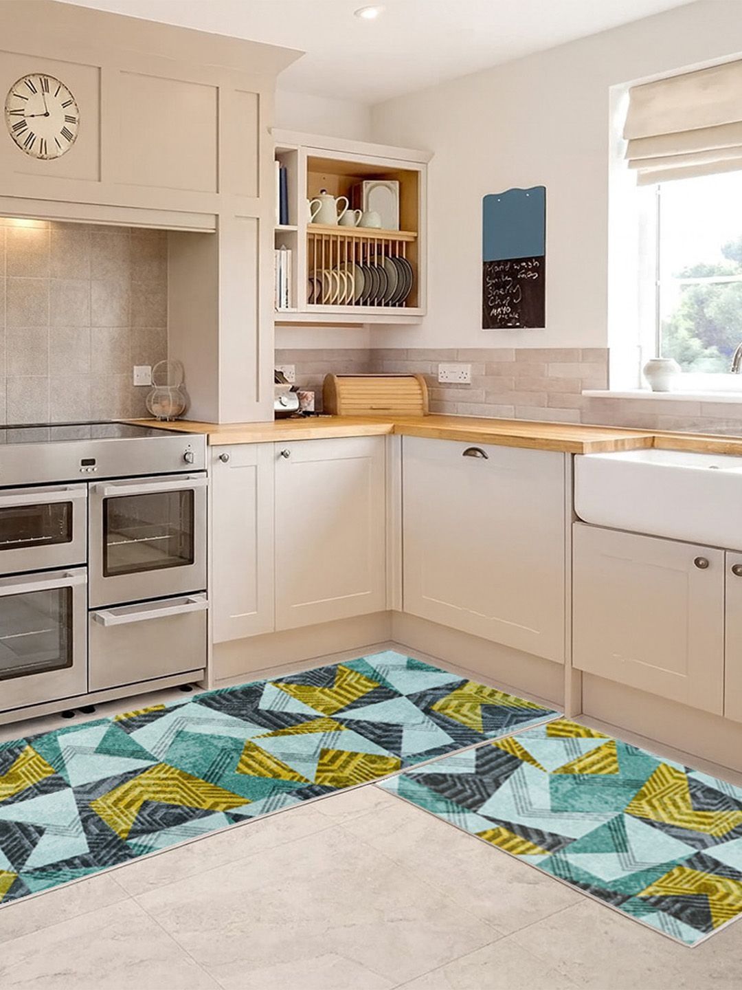 Kaleen India 2Pcs Green Printed Anti-Skid Kitchen Mats-picture-27