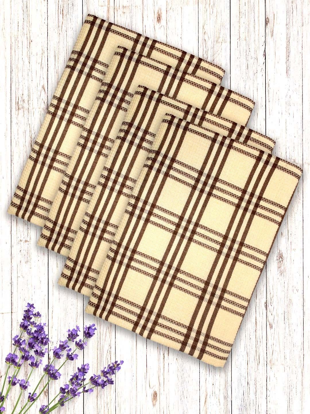 Myntra Elegant Homes Yellow & Black 4 Piece Striped Cotton 150 GSM Towel Set-picture-23