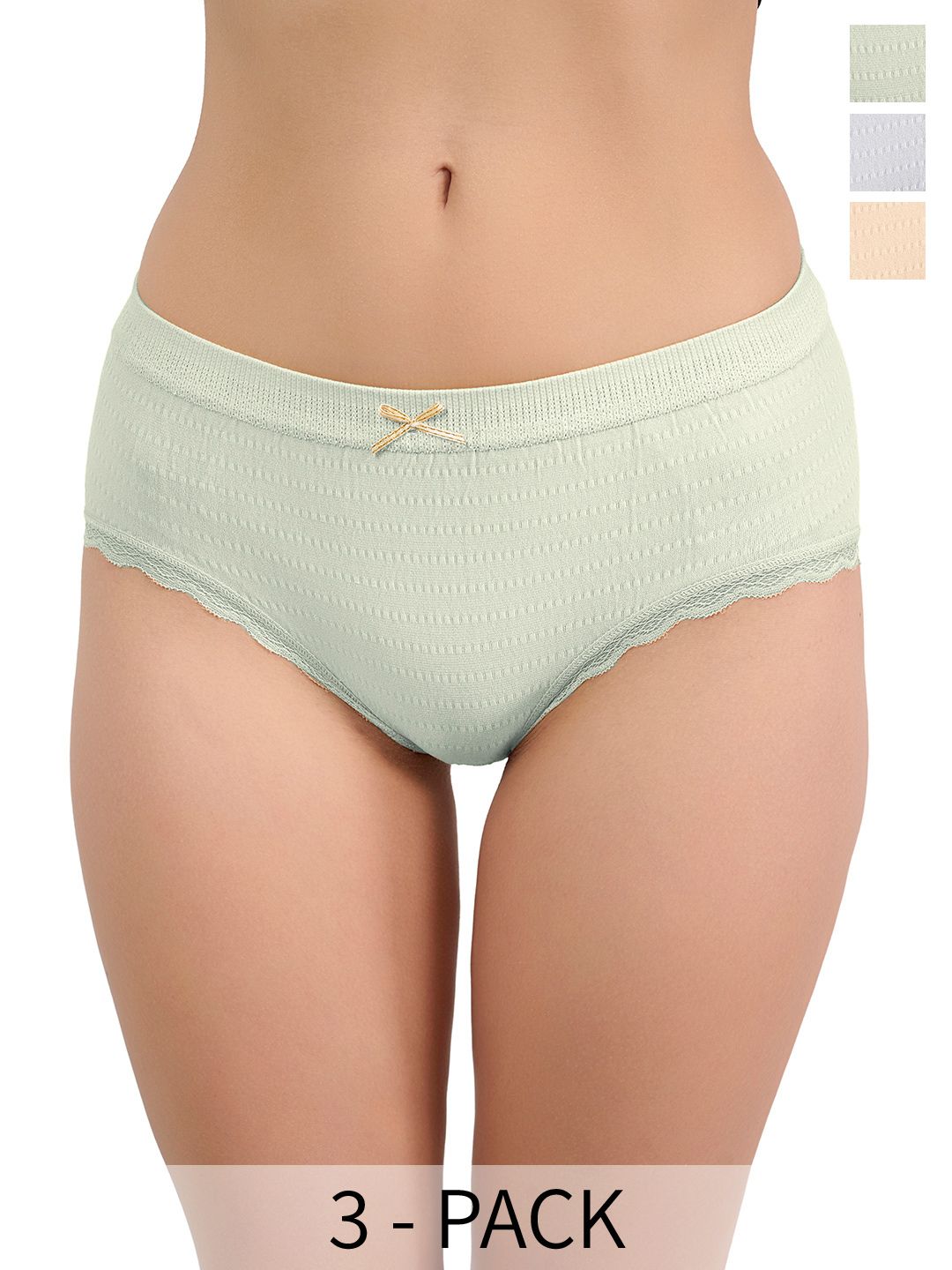 HIRRUX Pack Of 3 Mid Rise Seamless Basic Briefs-image-9