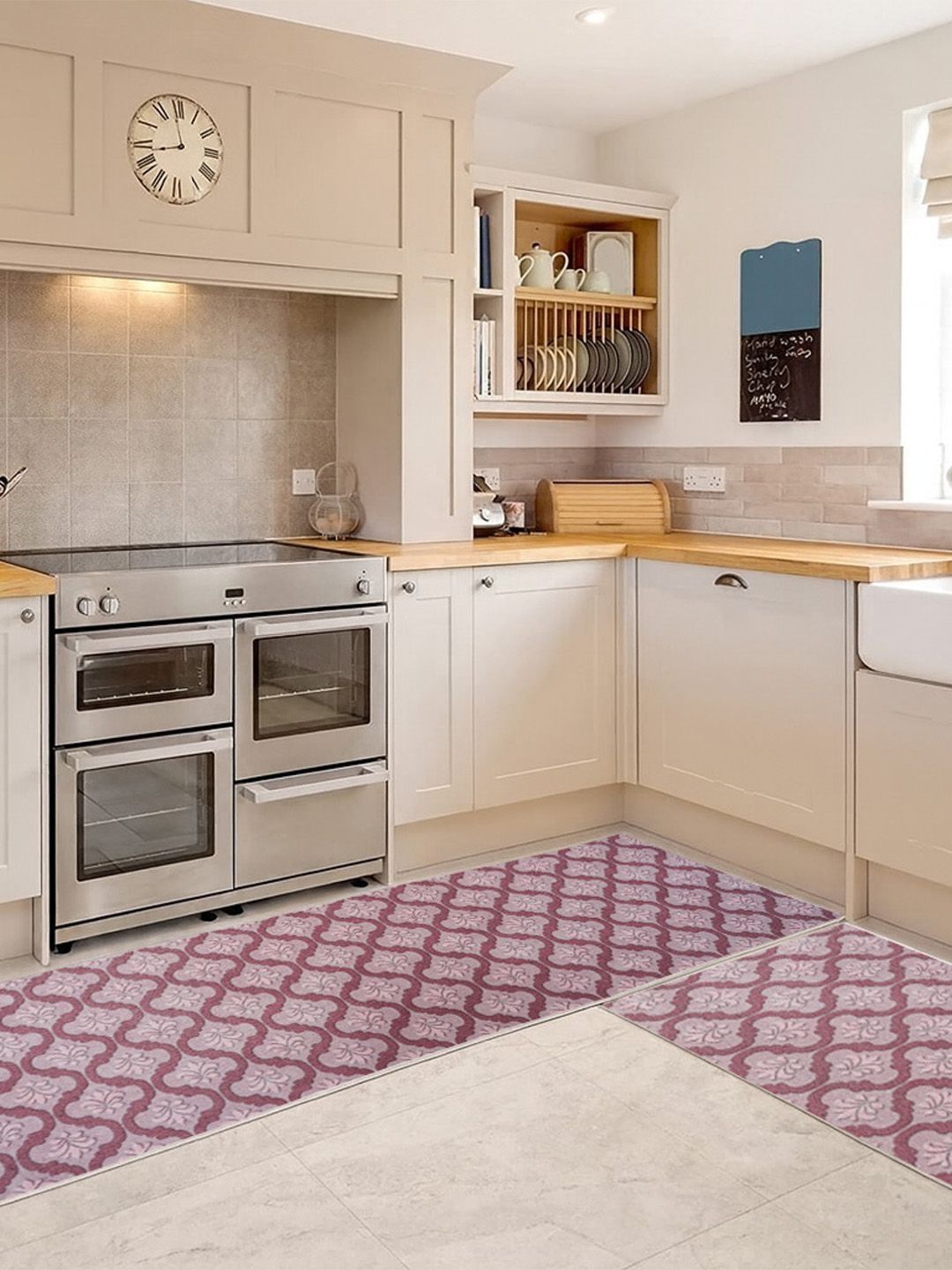 Kaleen India 2Pcs Pink Printed Anti-Skid Kitchen Mats-picture-19