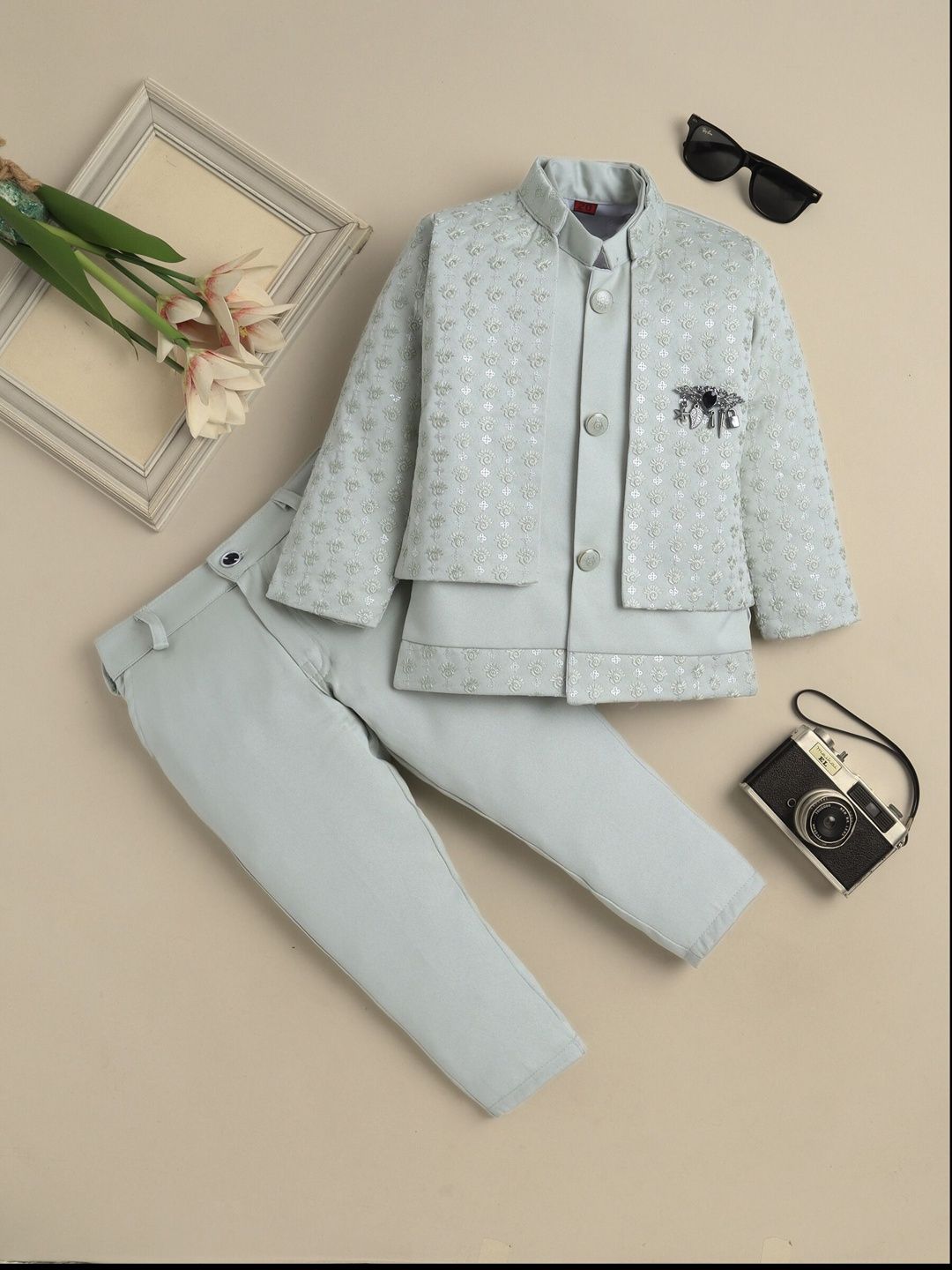 Sangria Boys Embroidered Sherwani, Waistcoat With Trouser-picture-19