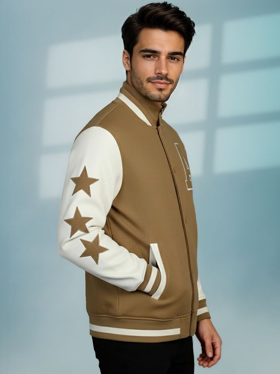 The Roadster Lifestyle Co Self Design Mock Collar Varsity Jacket-image-26
