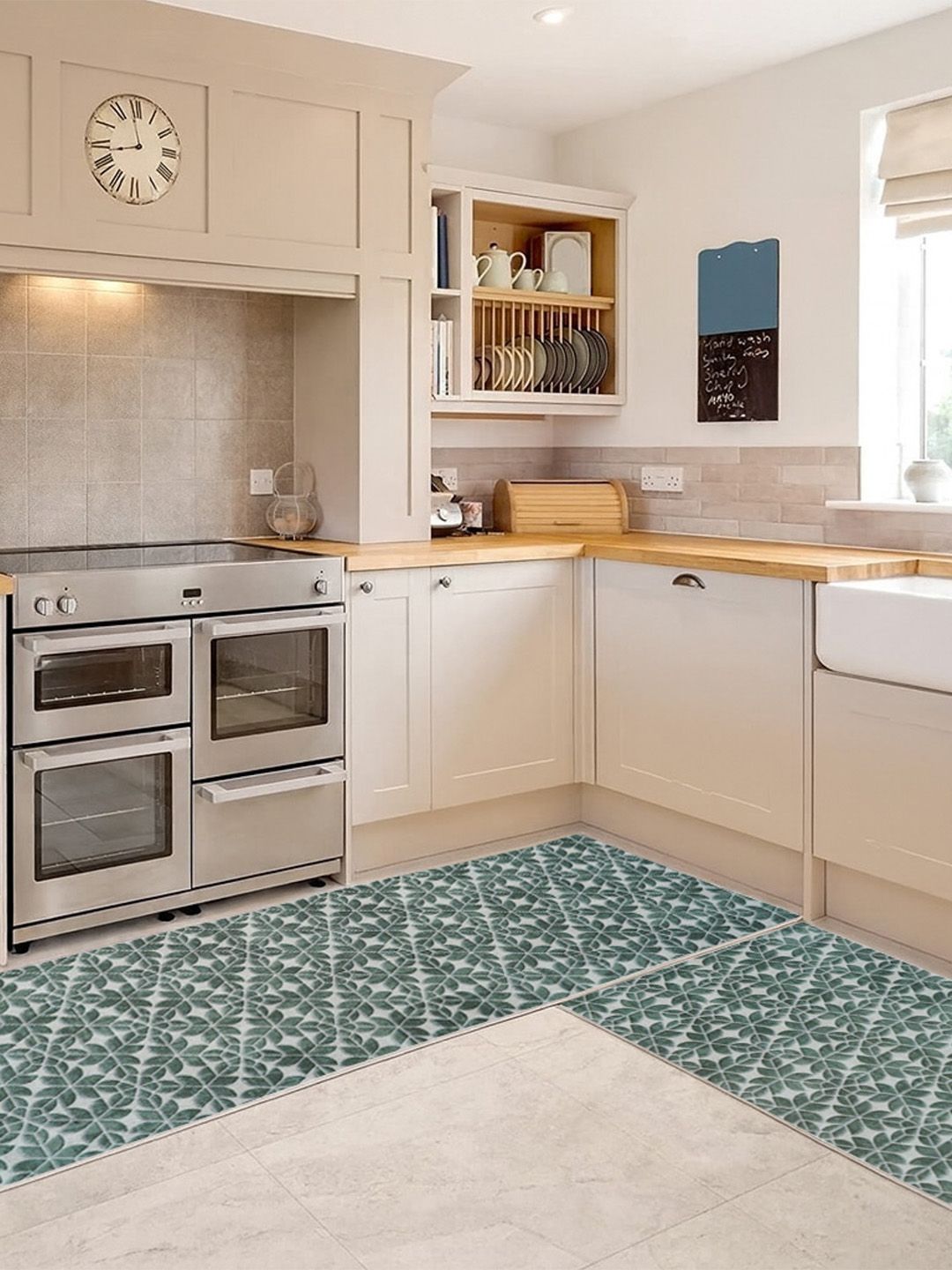 Kaleen India 2Pcs Green Printed Anti-Skid Kitchen Mats-picture-23