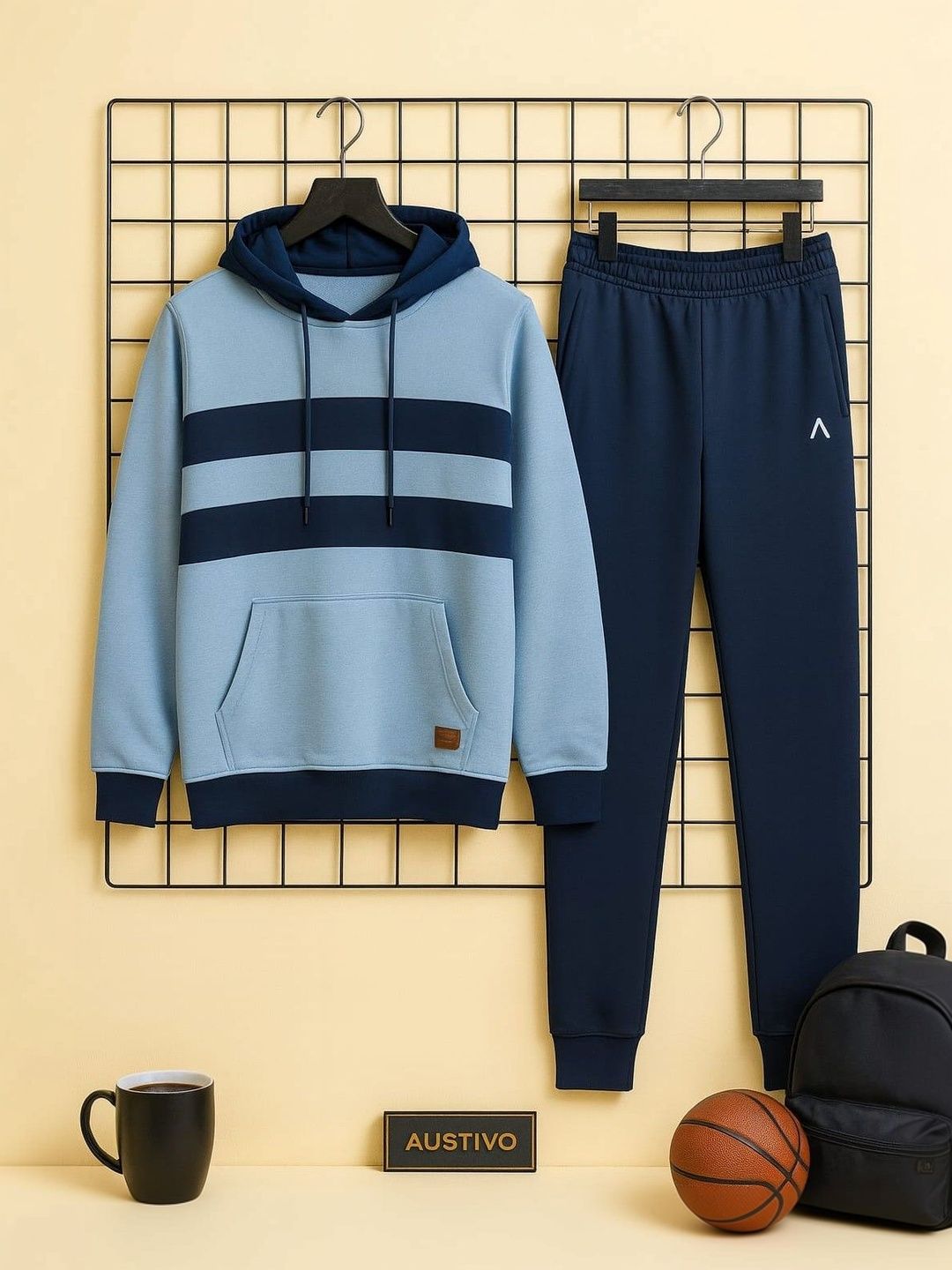 AUSTIVO Men Striped Hooded Neck Long Sleeves Mid-Rise Tracksuits-picture-27