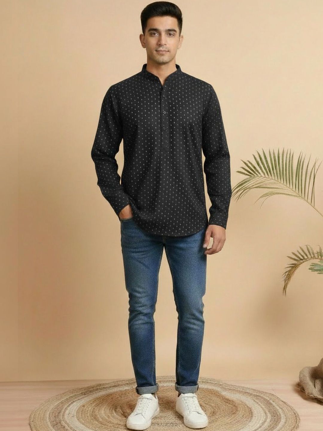 TATTVA Men Geometric Printed Khadi Kurta-picture-21