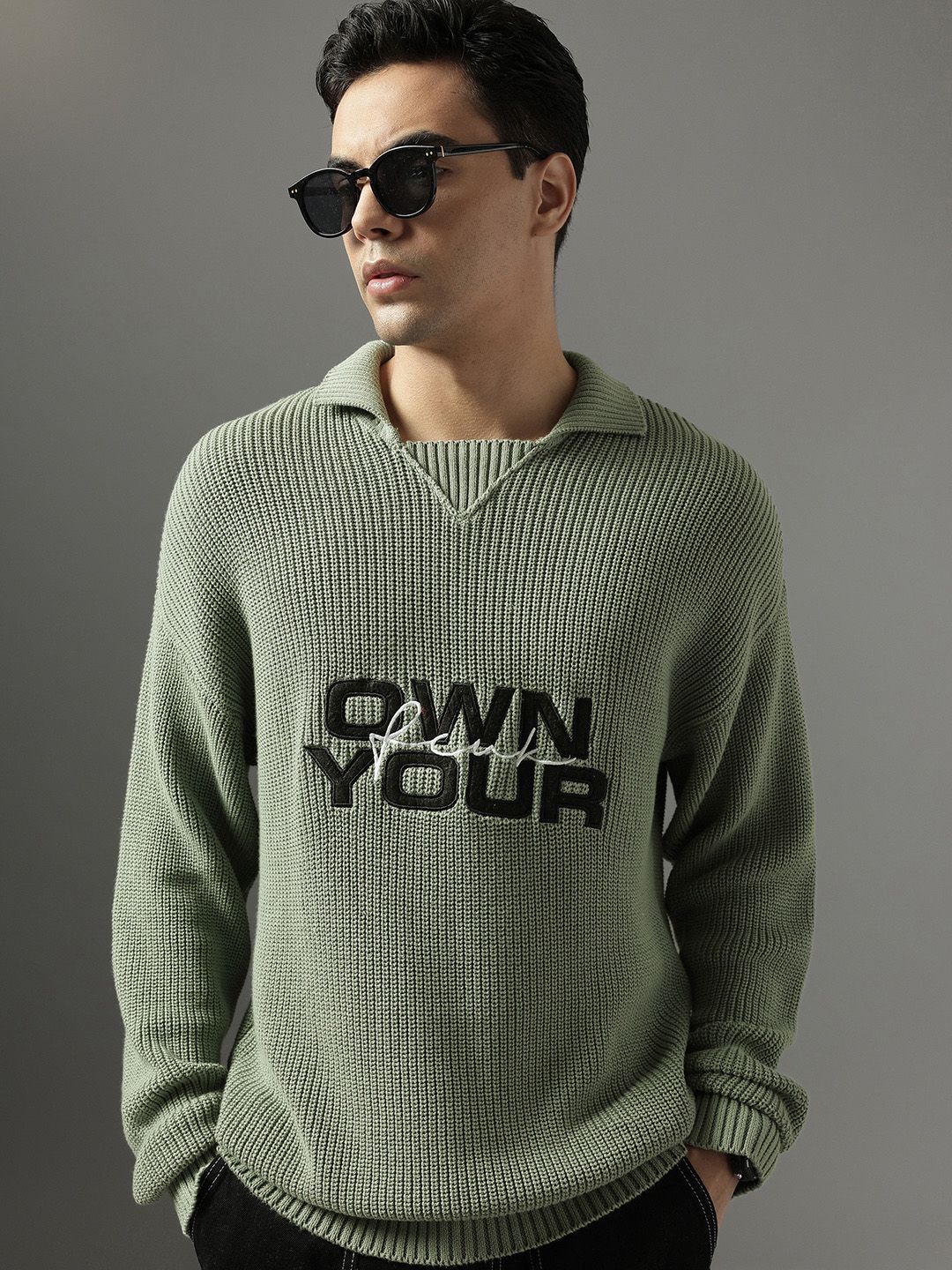FCUK Spread Collar Pullover Sweater-image-0