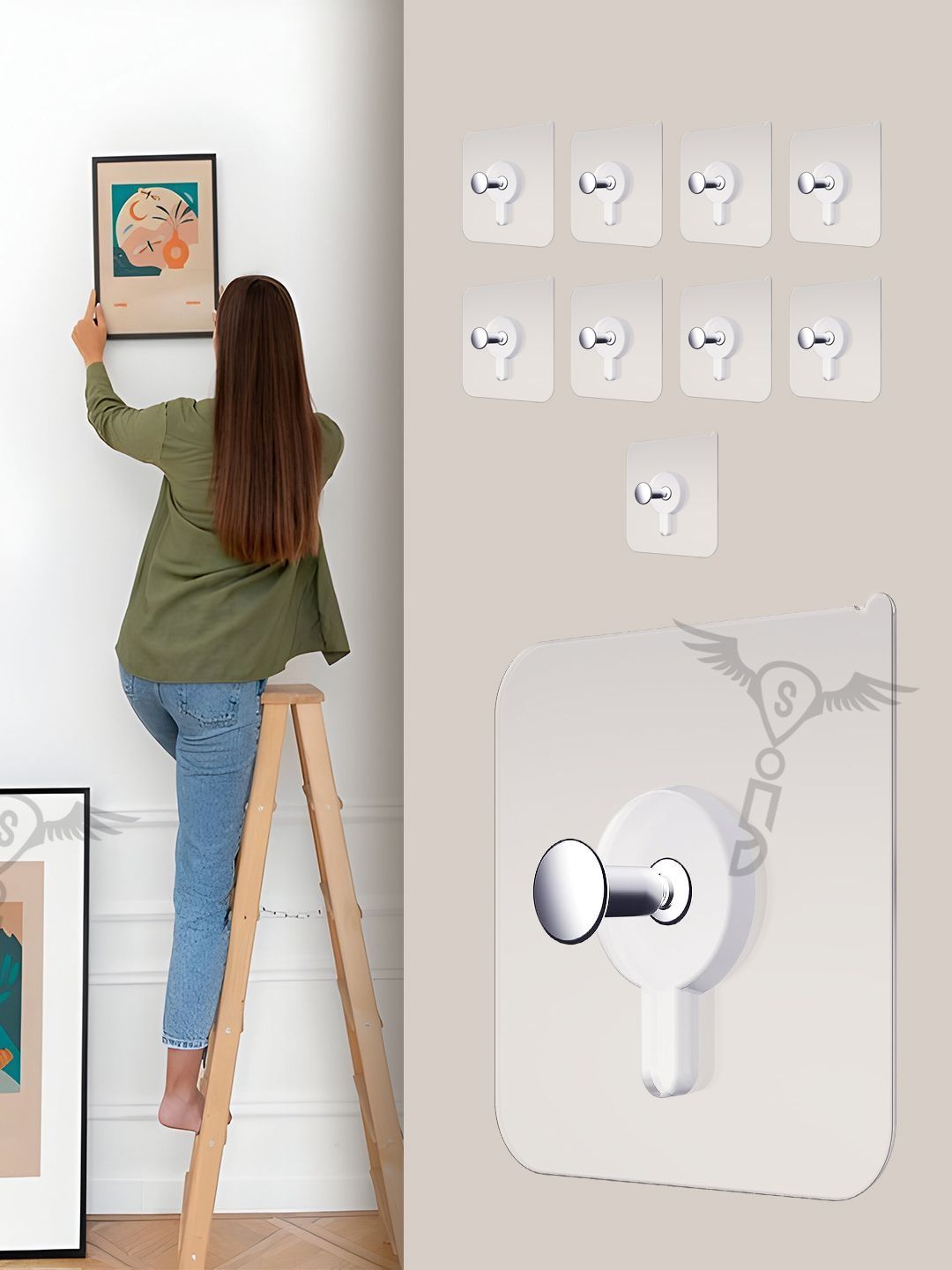 Sittella 10-Pcs Self Adhesive L-Shaped Wall Hook-picture-19