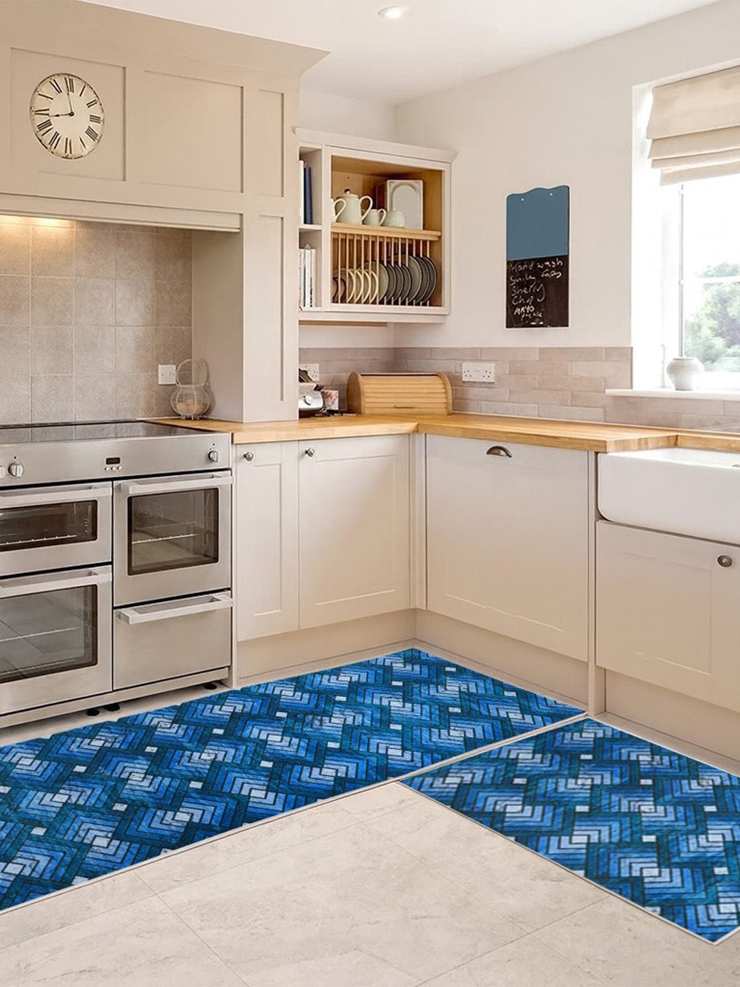 Kaleen India 2Pcs Blue Printed Anti-Skid Kitchen Mats-picture-28