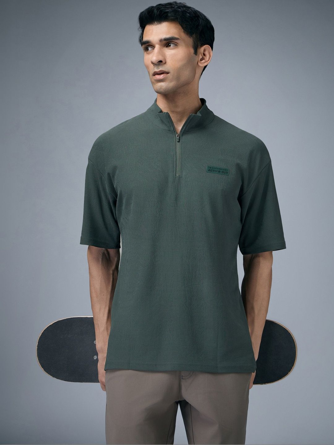 Technosport Men High Neck Antimicrobial Relaxed Fit T-shirt-image-27