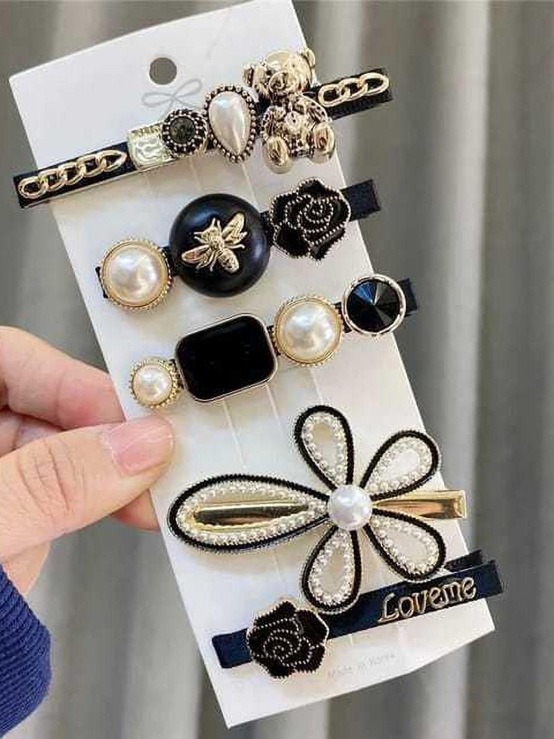 alamodey Set Of 5 Artificial Beaded Hair Accessory Set-image-25