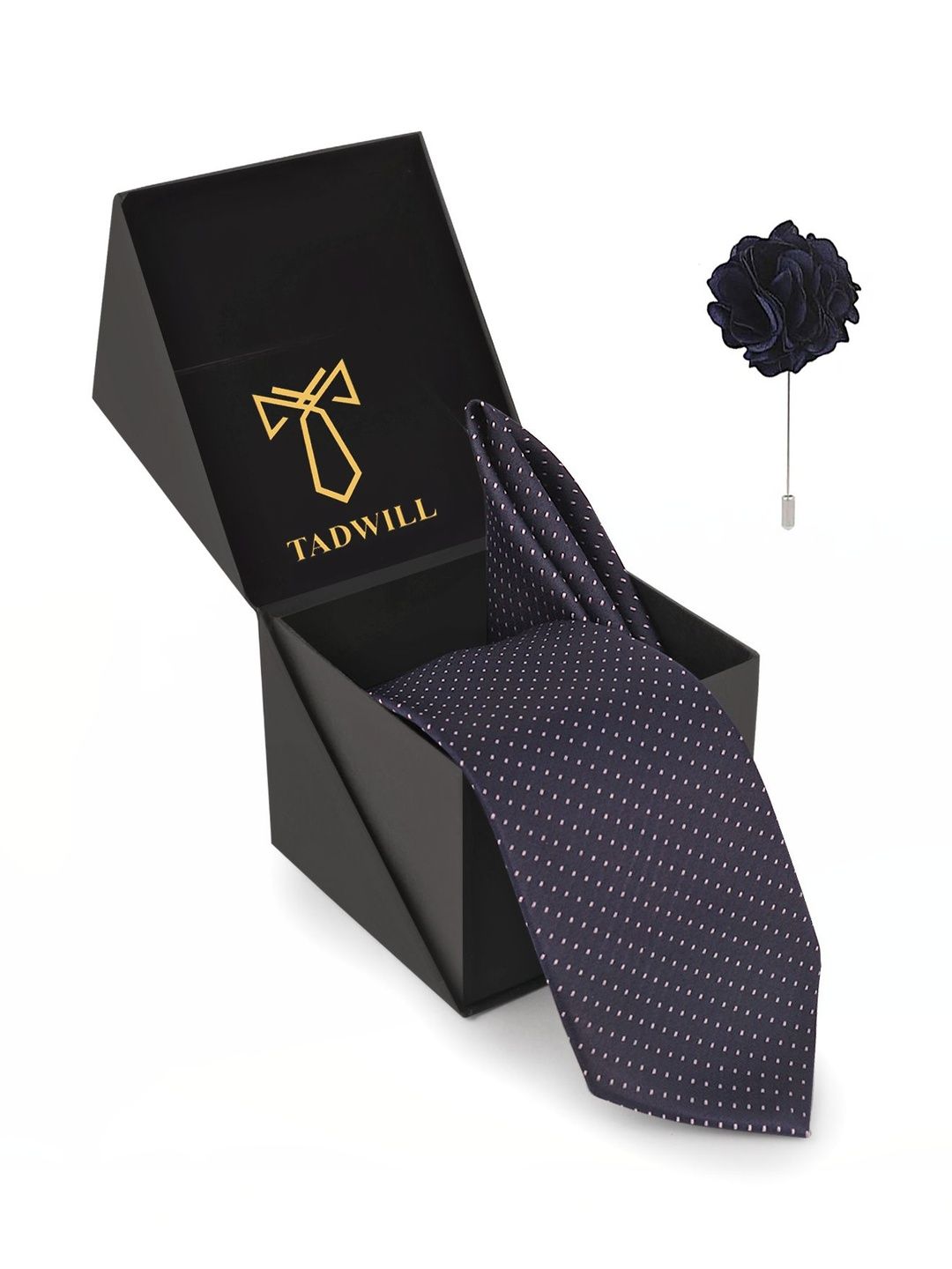 TADWILL Men Accessory Gift Set Of Tie With Lapel Pin & Pocket Square-picture-34