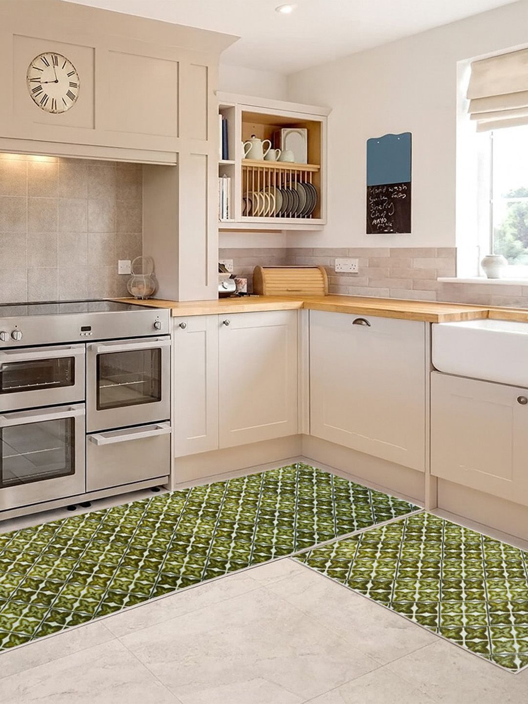 Kaleen India 2Pcs Olive Green Printed Anti-Skid Kitchen Mats-image-11