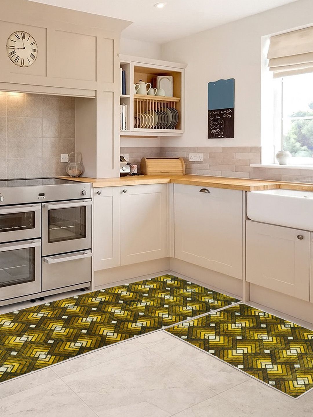 Kaleen India 2Pcs Olive Green Printed Anti-Skid Kitchen Mats-picture-36