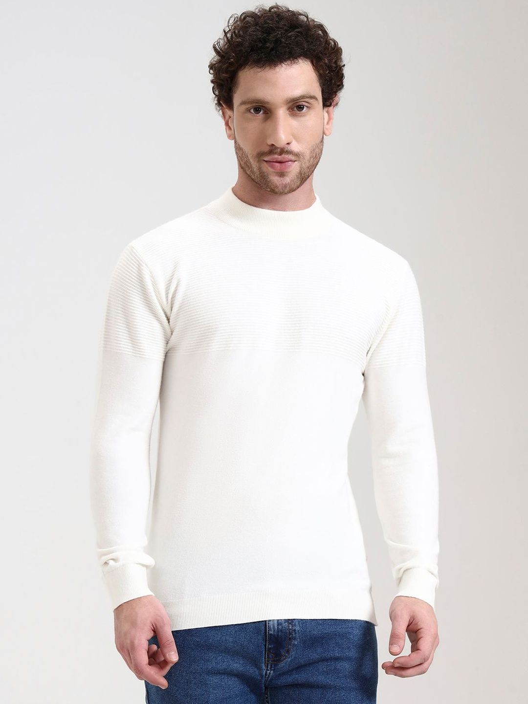 JADE BLUE Turtle Neck Regular Fit Sweaters-picture-22