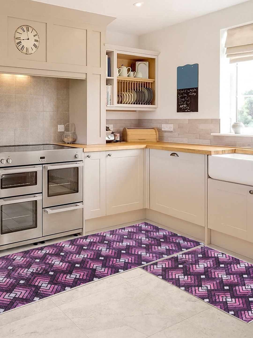 Kaleen India 2Pcs Purple Printed Anti-Skid Kitchen Mats-picture-29