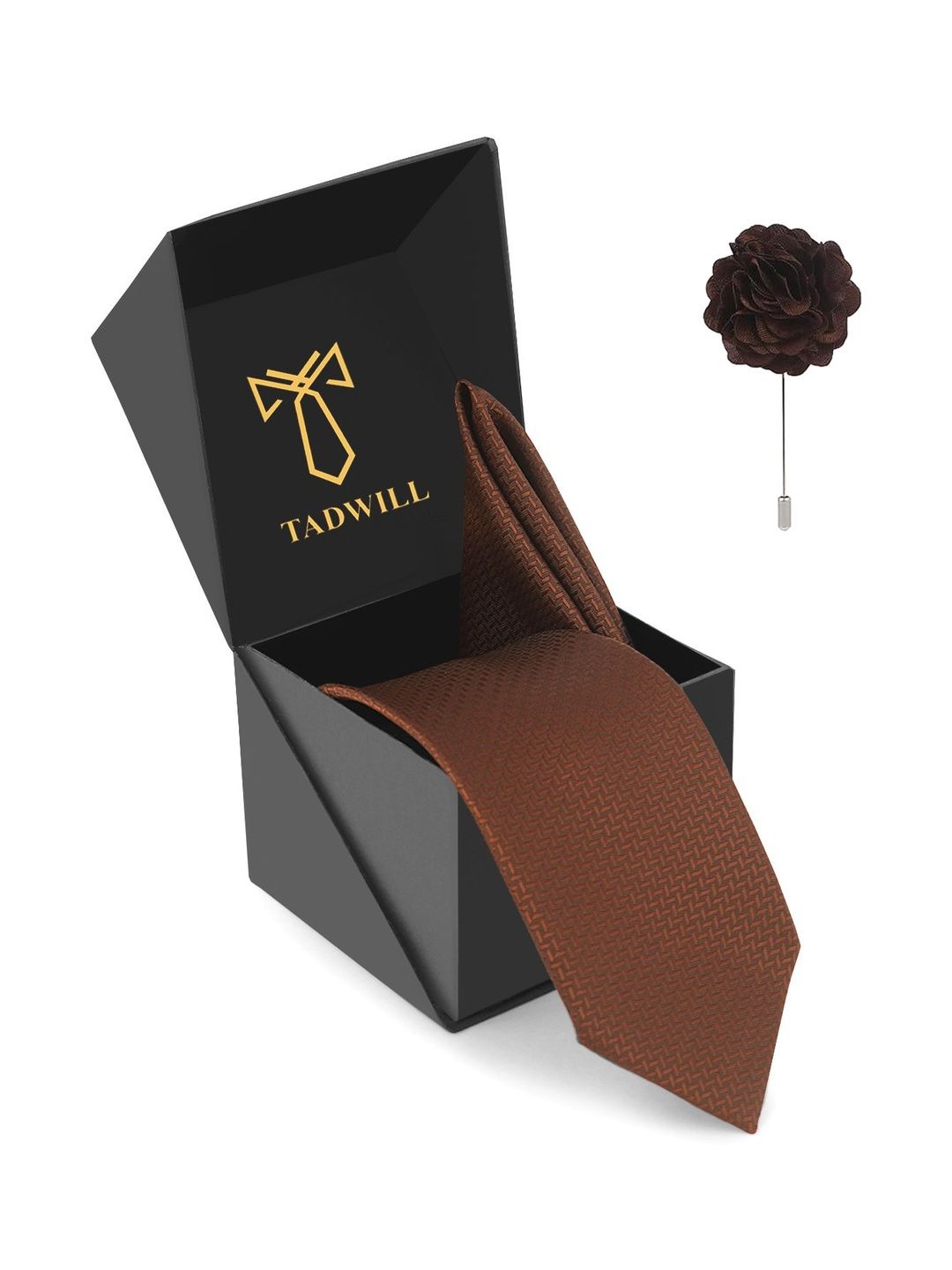 TADWILL Men Accessory Gift Set Of Tie With Lapel Pin & Pocket Square-picture-15