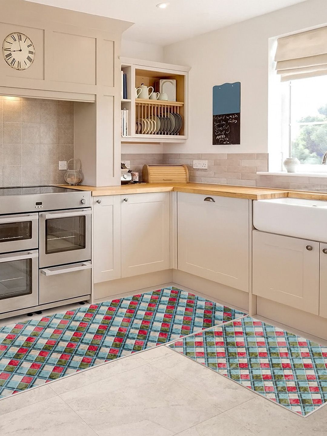 Kaleen India 2Pcs Blue & Pink Printed Anti-Skid Kitchen Mats-picture-35