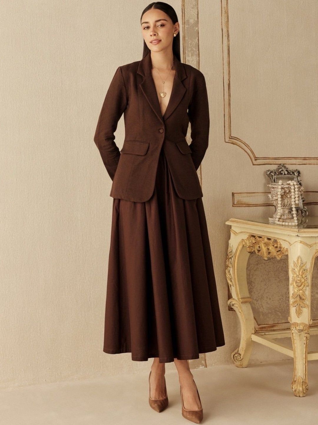 Sage by Mala Notched Lapel Single-Breasted Comfort Fit Blazers-image-8