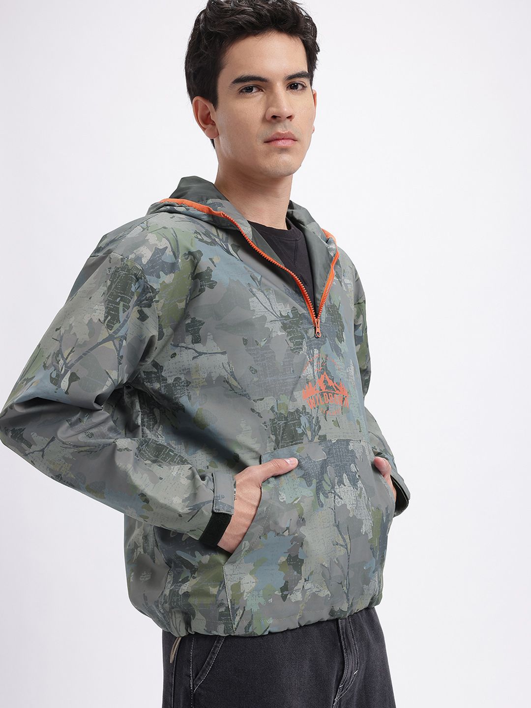 glitchez Abstract Printed Hooded Windcheater Jacket-picture-24