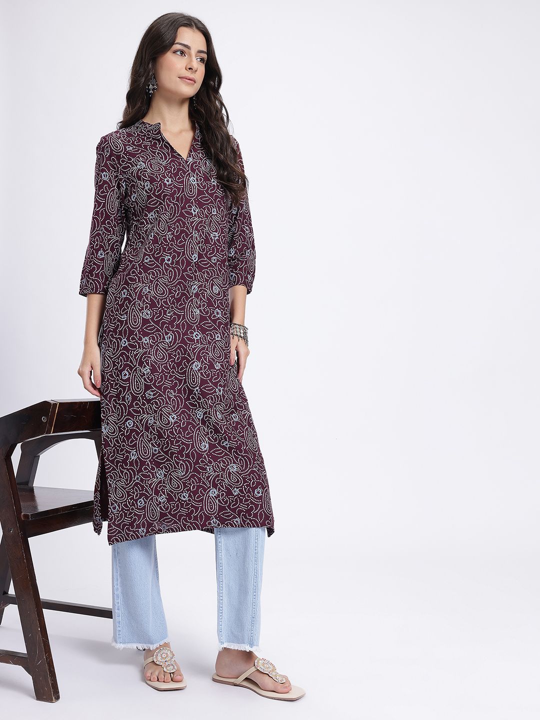 Anouk Rustic Bandhani Printed Straight Kurta-picture-12