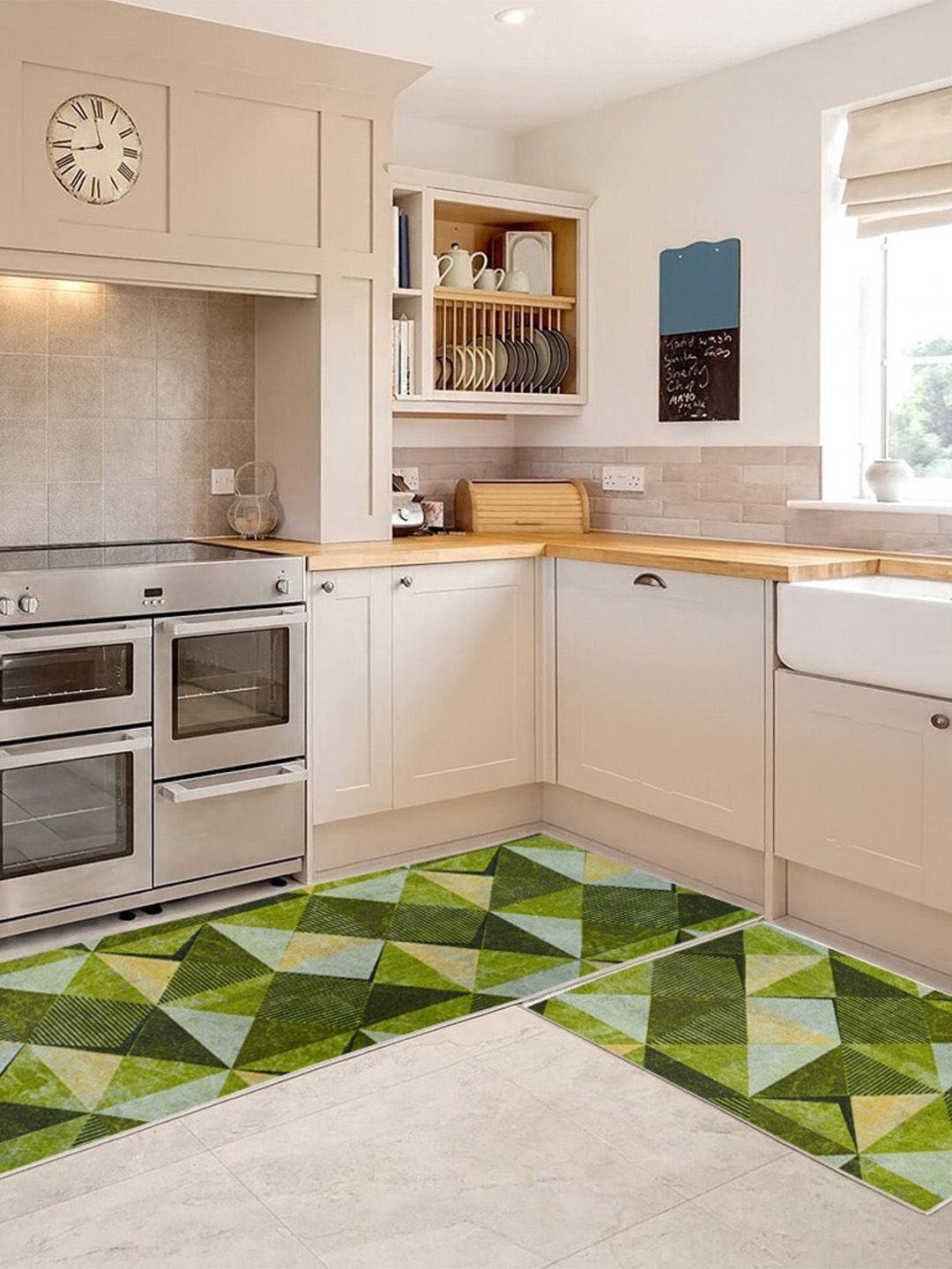 Kaleen India 2Pcs Green Printed Anti-Skid Kitchen Mats-image-26