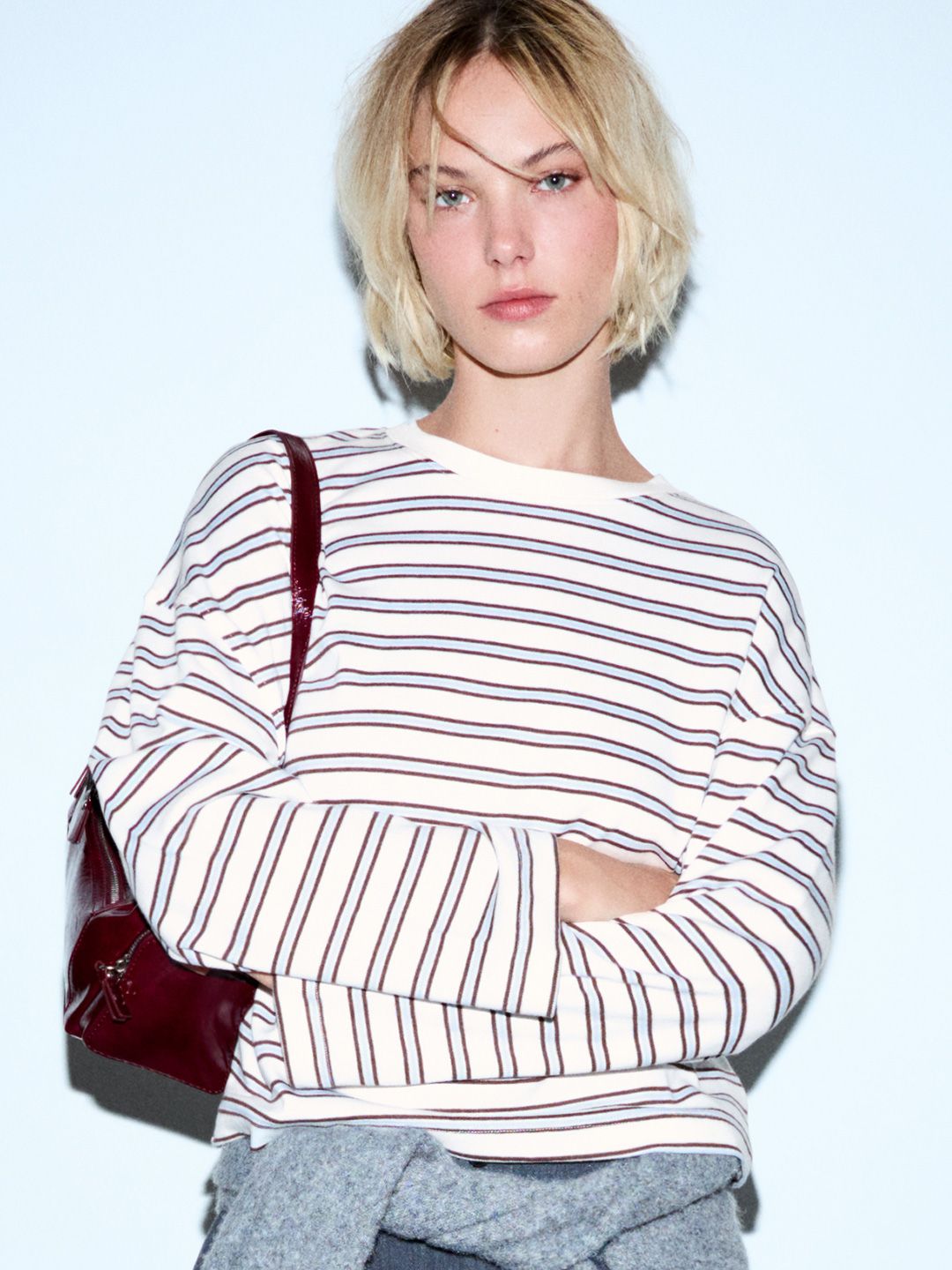 Bershka Women Striped Pure Cotton T-shirt