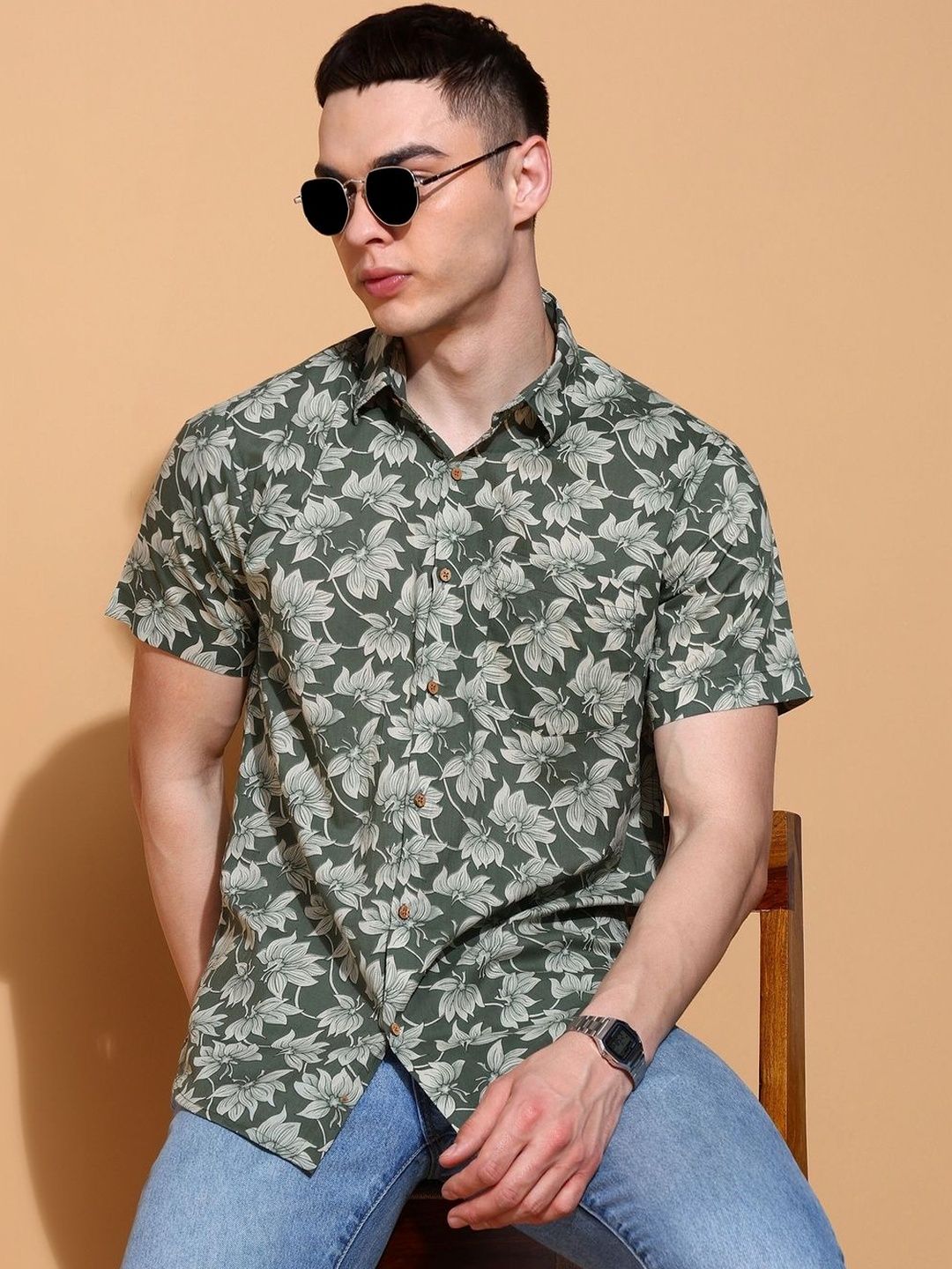 XENOR Men Slim Fit Floral Printed Casual Shirt-picture-33